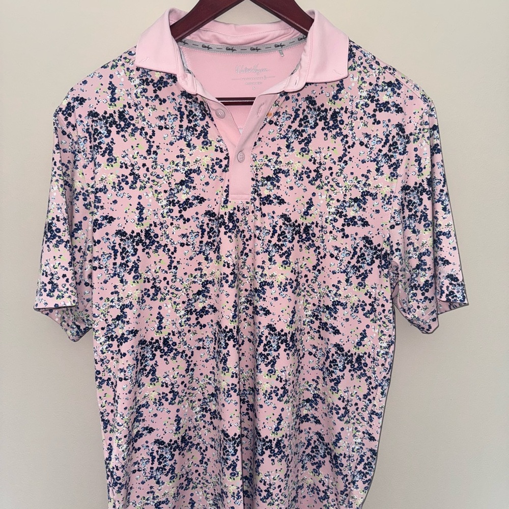 Walter Hagen Pink and Blue Flower Polo Shirt